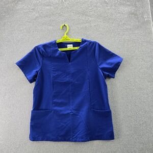 Mandala Women Scrub Top L‎ Blue PO11 Short Sleeve